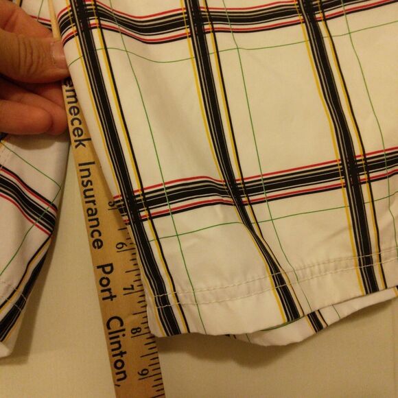 Hurley board shorts mens 31 white plaid cargo swim trunks drawstring surf - Picture 10 of 11